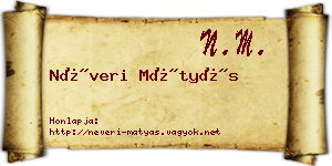 Néveri Mátyás névjegykártya