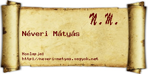 Néveri Mátyás névjegykártya